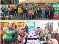 Sinergitas Satlantas Polres Malang Bersama Ojol Dan UMKM Underpass Singosari Di Jumat Berkah