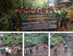 Prajurit Yonarmed 1 Kostrad Laksanakan Karya Bakti Pembersihan Sungai Kali Cilik.