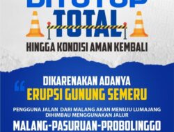 *Erupsi Gunung Semeru, Polres Malang Tutup Jalur Ampelgading–Lumajang hingga Kondisi Aman*