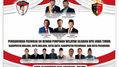 Acara Pengukuhan Pasukan 08 Jajaran DPD Jawa Timur,  Berjalan Dengan Lancar Dan Aman